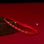 Fortune Jewel 925 Sterling Silver Plated Gold Beads Red String Braided Protection Bracelet