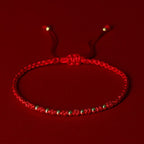 Fortune Jewel 925 Sterling Silver Plated Gold Beads Red String Braided Protection Bracelet