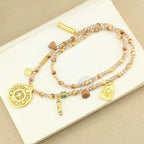 Fortune Jewel Tibetan Lotus Round Plate Golden Tiger Eye Beads Necklace Pendant Fortune Jewel