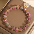 Fortune Jewel Rose Liuli Glass Bead Peace Buckle Peace Bracelet Fortune Jewel