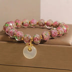 Fortune Jewel Rose Liuli Glass Bead Peace Buckle Peace Bracelet Fortune Jewel