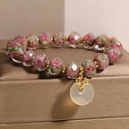 Fortune Jewel Rose Liuli Glass Bead Peace Buckle Peace Bracelet Fortune Jewel