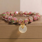 Fortune Jewel Rose Liuli Glass Bead Peace Buckle Peace Bracelet Fortune Jewel