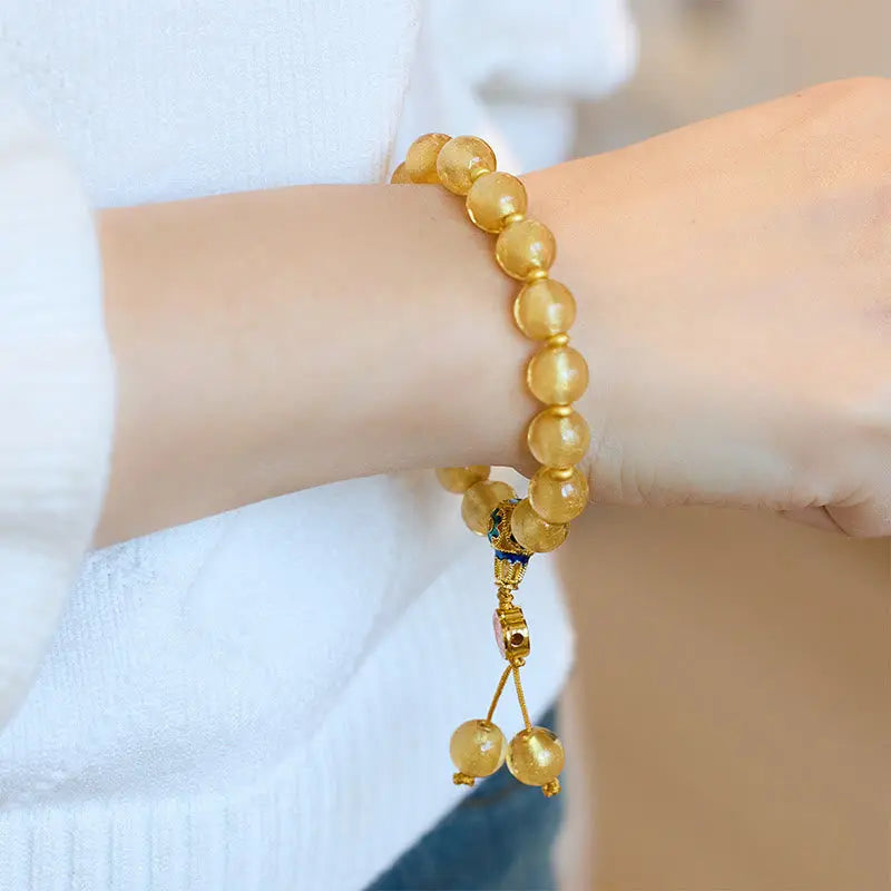 Fortune Jewel Gold Foil Liuli Glass Bead Ruyi Golden Ingot Fortune Bracelet Fortune Jewel