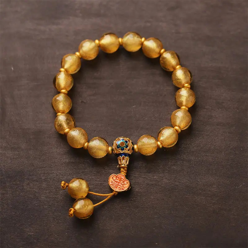 Fortune Jewel Gold Foil Liuli Glass Bead Ruyi Golden Ingot Fortune Bracelet Fortune Jewel