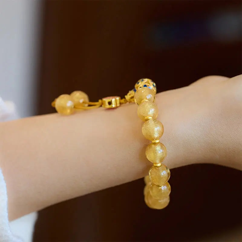 Fortune Jewel Gold Foil Liuli Glass Bead Ruyi Golden Ingot Fortune Bracelet Fortune Jewel