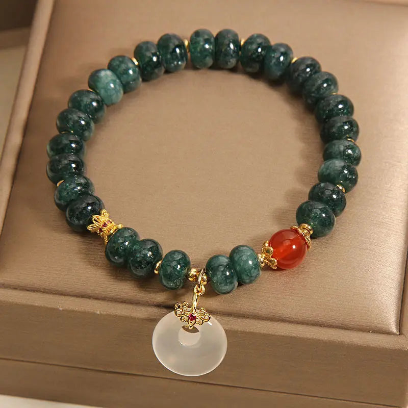 Fortune Jewel Blue Jade Beads Peace Buckle Prosperity Bracelet Fortune Jewel