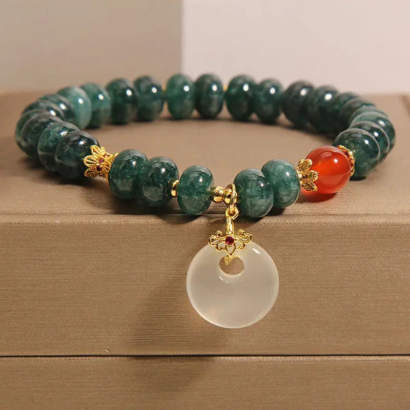Fortune Jewel Blue Jade Beads Peace Buckle Prosperity Bracelet Fortune Jewel