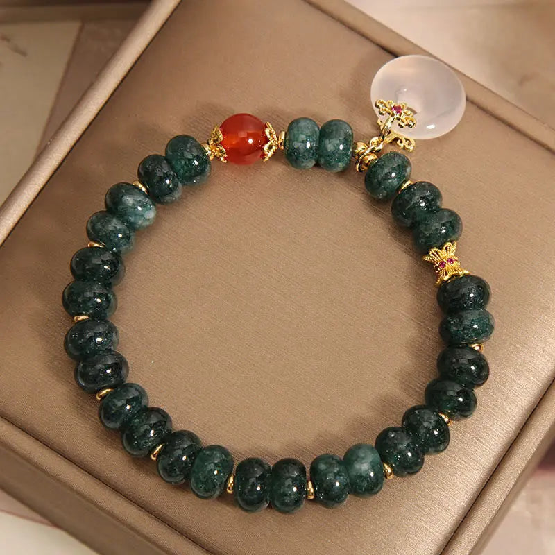 Fortune Jewel Blue Jade Beads Peace Buckle Prosperity Bracelet Fortune Jewel