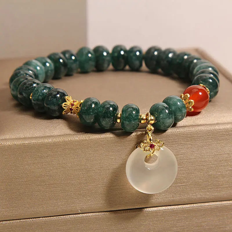 Fortune Jewel Blue Jade Beads Peace Buckle Prosperity Bracelet Fortune Jewel