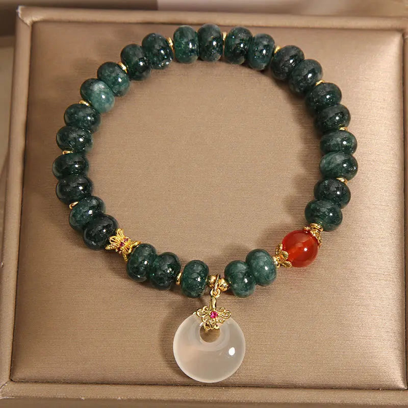 Fortune Jewel Blue Jade Beads Peace Buckle Prosperity Bracelet Fortune Jewel