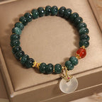 Fortune Jewel Blue Jade Beads Peace Buckle Prosperity Bracelet Fortune Jewel