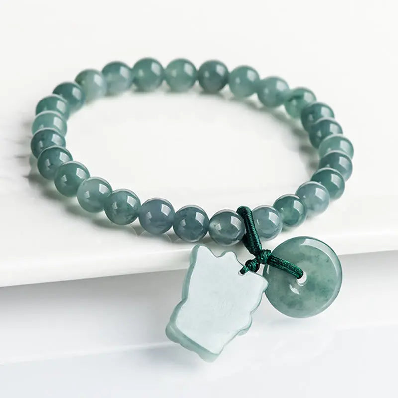 Fortune Jewel Blue Jade Peace Buckle Lucky Cat Prosperity Bracelet Fortune Jewel