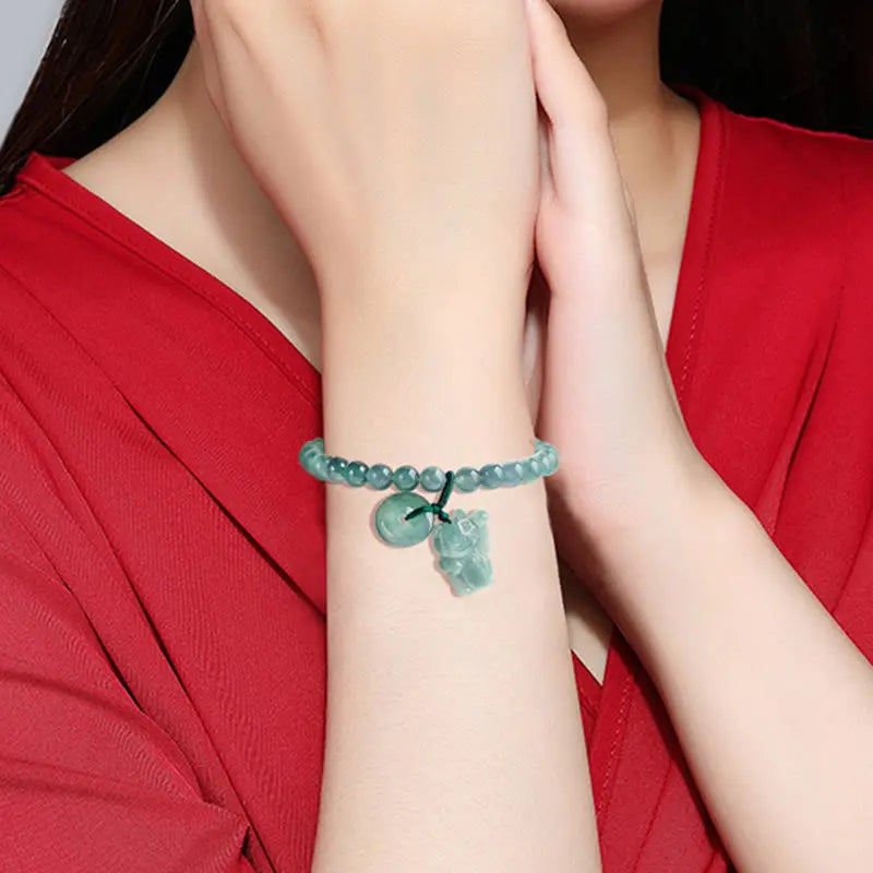 Fortune Jewel Blue Jade Peace Buckle Lucky Cat Prosperity Bracelet Fortune Jewel