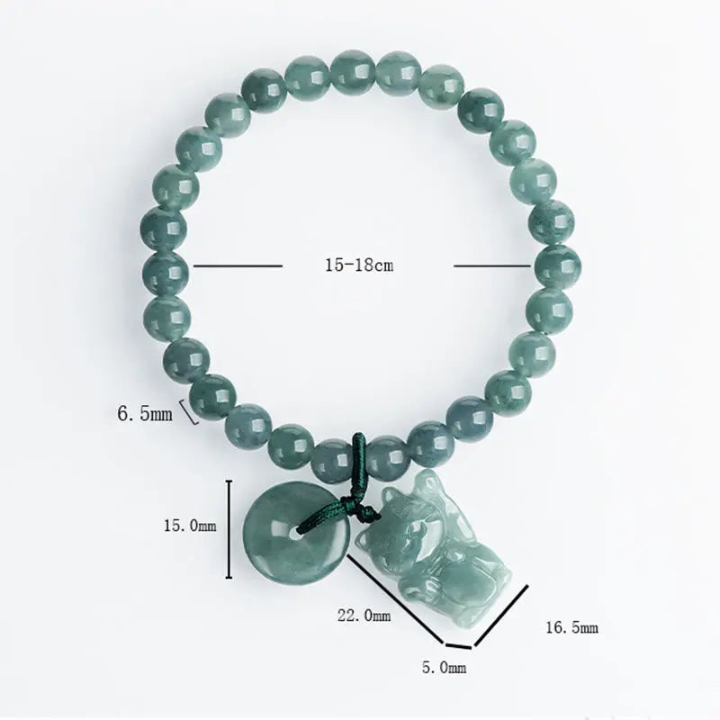 Fortune Jewel Blue Jade Peace Buckle Lucky Cat Prosperity Bracelet Fortune Jewel