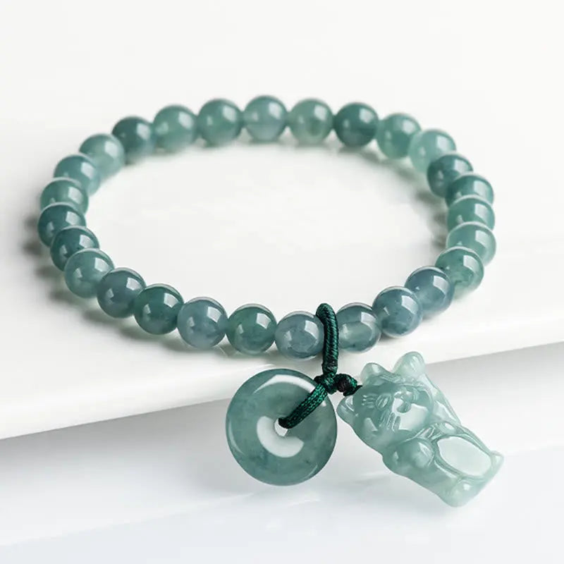 Fortune Jewel Blue Jade Peace Buckle Lucky Cat Prosperity Bracelet Fortune Jewel