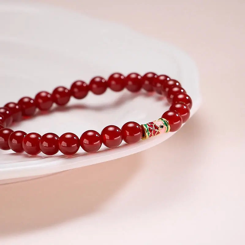 Fortune Jewel Natural Red Agate Lucky Koi Fish Confidence Bracelet Fortune Jewel
