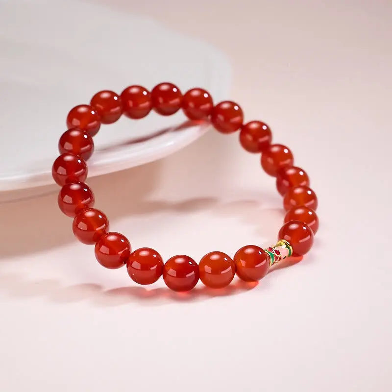 Fortune Jewel Natural Red Agate Lucky Koi Fish Confidence Bracelet Fortune Jewel