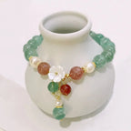 Fortune Jewel Green Strawberry Quartz Shell Peach Blossom Soothing Bracelet Fortune Jewel