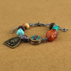 Fortune Jewel Tibetan Buddha's Eye Turquoise Lotus Zakiram Protection Rope Bracelet Fortune Jewel