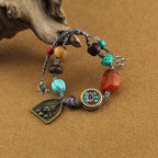 Fortune Jewel Tibetan Buddha's Eye Turquoise Lotus Zakiram Protection Rope Bracelet Fortune Jewel