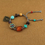 Fortune Jewel Tibetan Buddha's Eye Turquoise Lotus Zakiram Protection Rope Bracelet Fortune Jewel