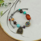 Fortune Jewel Tibetan Buddha's Eye Turquoise Lotus Zakiram Protection Rope Bracelet Fortune Jewel