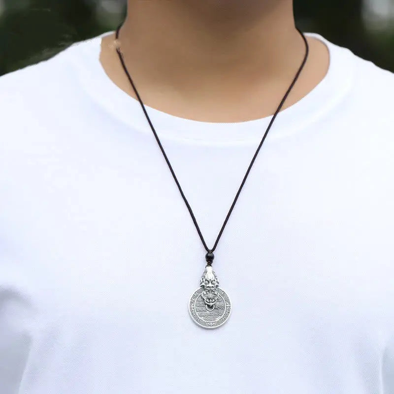 Fortune Jewel Mountain Ghosts Spend Money Bagua Design Copper Pixiu Harmony Necklace Pendant Fortune Jewel