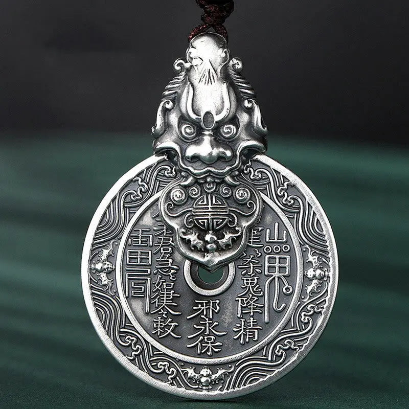 Fortune Jewel Mountain Ghosts Spend Money Bagua Design Copper Pixiu Harmony Necklace Pendant Fortune Jewel