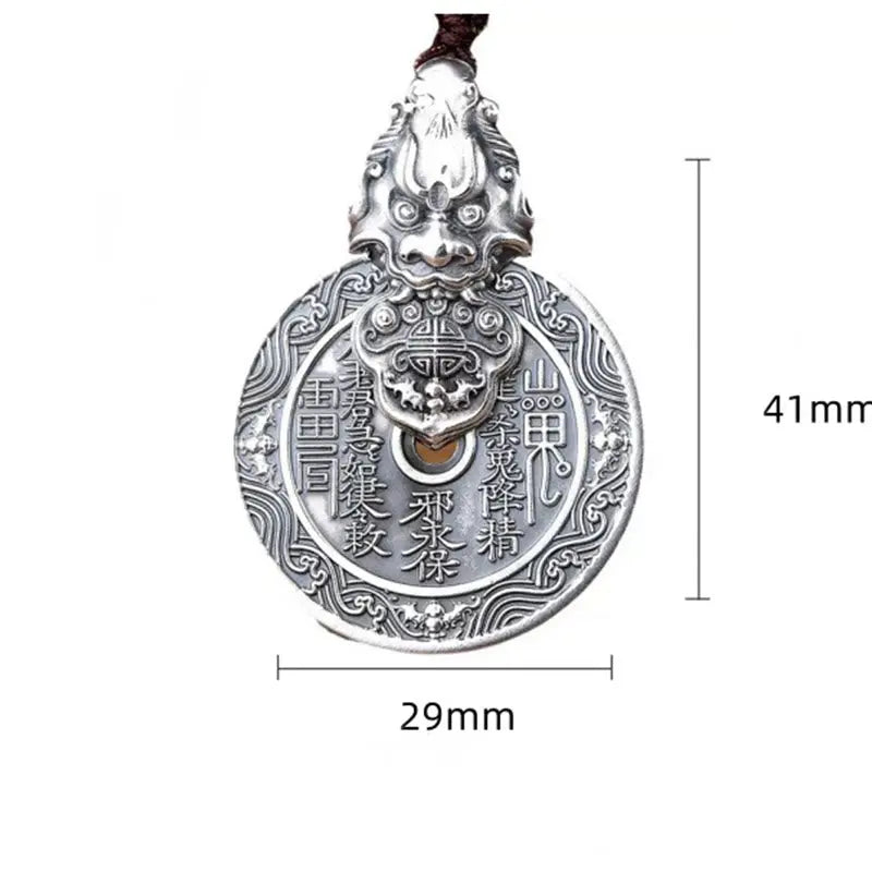 Fortune Jewel Mountain Ghosts Spend Money Bagua Design Copper Pixiu Harmony Necklace Pendant Fortune Jewel