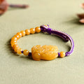 Fortune Jewel Golden Silk Jade Beads PiXiu Wealth Bracelet Fortune Jewel
