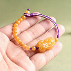 Fortune Jewel Golden Silk Jade Beads PiXiu Wealth Bracelet Fortune Jewel