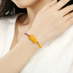 Fortune Jewel Golden Silk Jade Beads PiXiu Wealth Bracelet Fortune Jewel