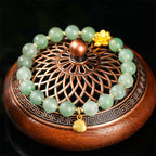 Fortune Jewel Natural Jade Green Aventurine Gourd Fu Character Luck Bracelet Fortune Jewel