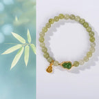 Fortune Jewel Natural Jade Green Aventurine Gourd Fu Character Luck Bracelet Fortune Jewel