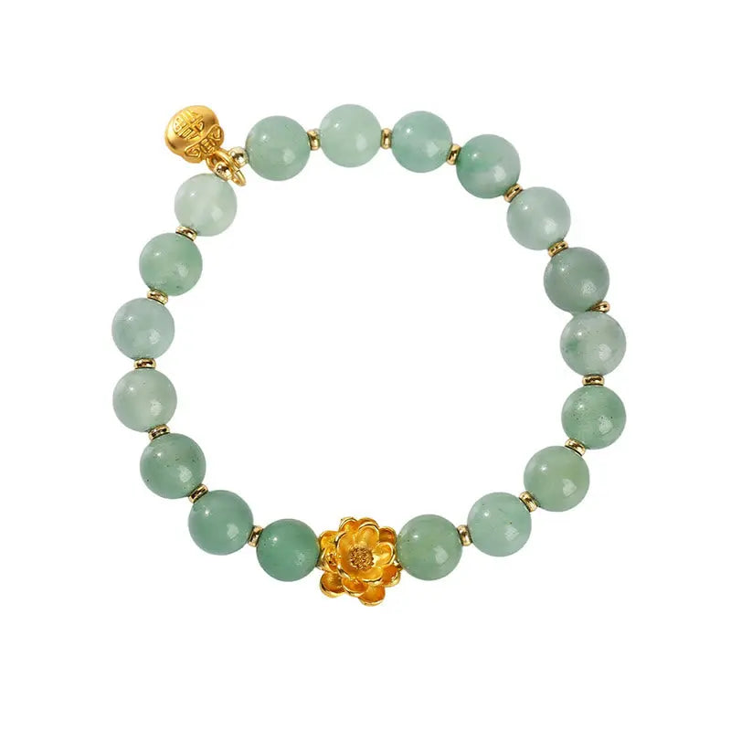Fortune Jewel Natural Jade Green Aventurine Gourd Fu Character Luck Bracelet Fortune Jewel