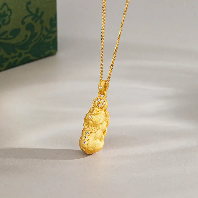 Fortune Jewel 925 Sterling Silver Mini PiXiu Dorje Vajra Wealth Necklace Pendant Fortune Jewel