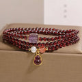 Fortune Jewel Natural Garnet Amethyst Gourd Protection Multi-Layer Bracelet Fortune Jewel