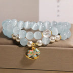 Fortune Jewel Blue Cat Eye Trojan Horse Charm Support Double Wrap Bracelet Fortune Jewel