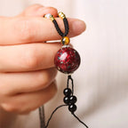 Fortune Jewel Ebony Wood Venus Aurora Bead Lacquer Craft Peace Necklace Pendant Fortune Jewel