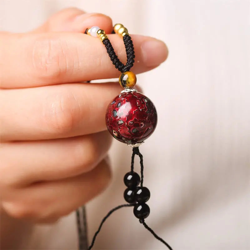 Fortune Jewel Ebony Wood Venus Aurora Bead Lacquer Craft Peace Necklace Pendant Fortune Jewel