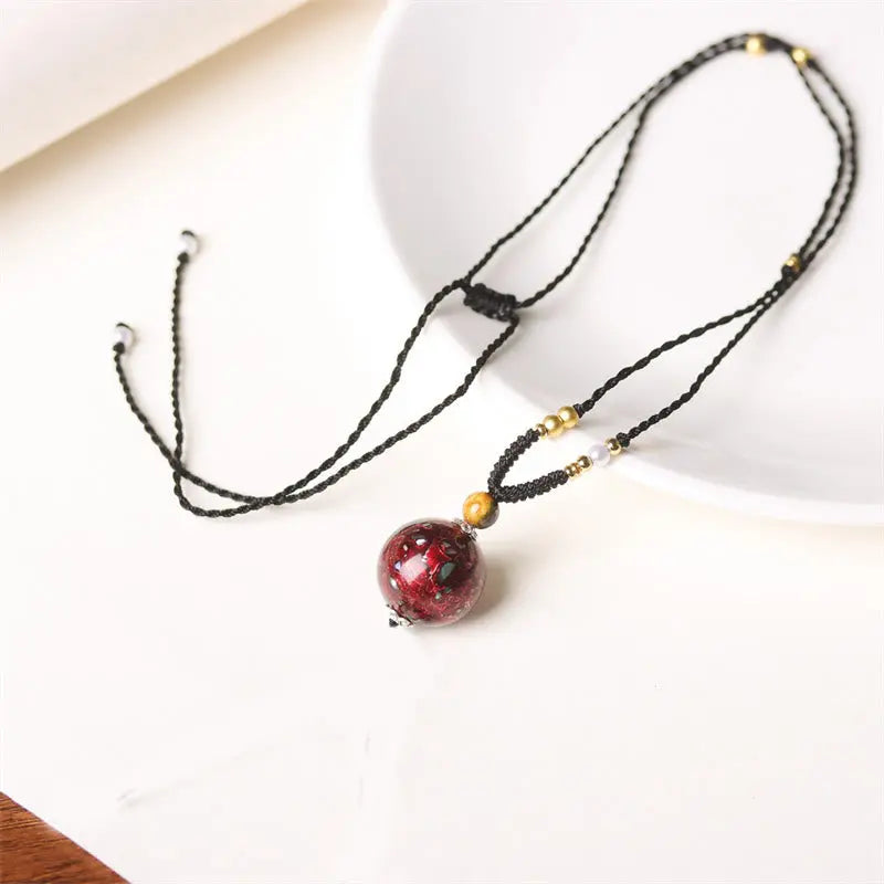 Fortune Jewel Ebony Wood Venus Aurora Bead Lacquer Craft Peace Necklace Pendant Fortune Jewel