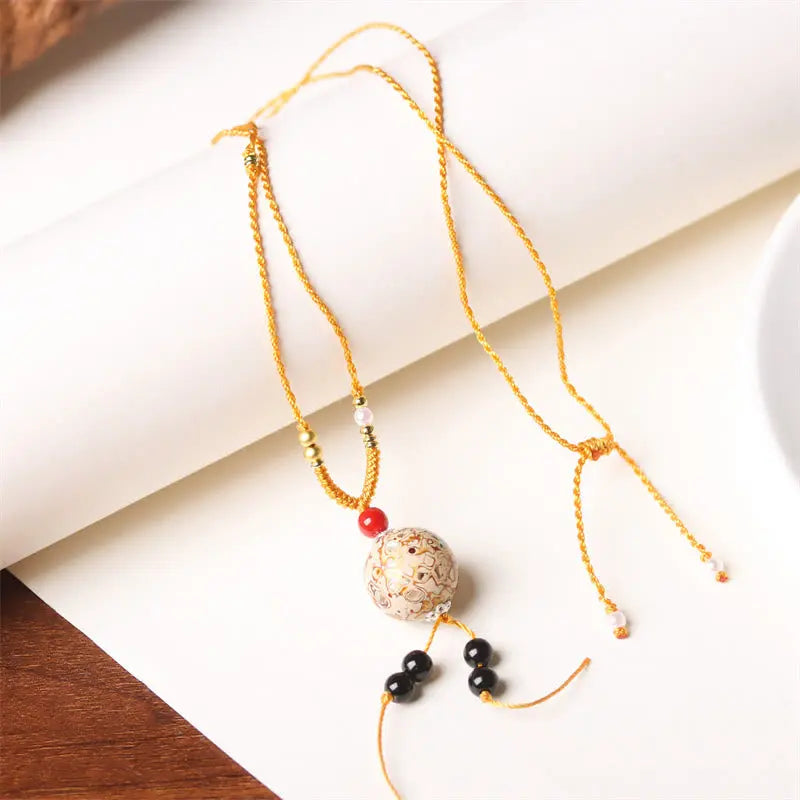 Fortune Jewel Ebony Wood Venus Aurora Bead Lacquer Craft Peace Necklace Pendant Fortune Jewel