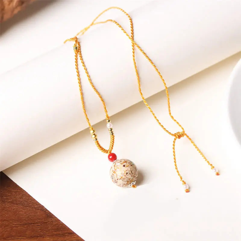 Fortune Jewel Ebony Wood Venus Aurora Bead Lacquer Craft Peace Necklace Pendant Fortune Jewel