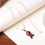 Fortune Jewel Ebony Wood Aurora Lacquer Craft Bead Pearl Balance Necklace Pendant Fortune Jewel
