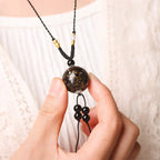 Fortune Jewel Ebony Wood Aurora Lacquer Craft Bead Pearl Balance Necklace Pendant Fortune Jewel