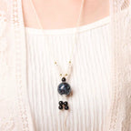 Fortune Jewel Ebony Wood Aurora Lacquer Craft Bead Pearl Balance Necklace Pendant Fortune Jewel