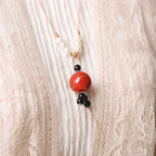 Fortune Jewel Ebony Wood Aurora Lacquer Craft Bead Pearl Balance Necklace Pendant Fortune Jewel