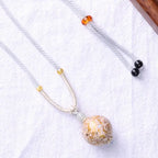 Fortune Jewel Ebony Wood Colorful Lacquer Craft Bead Calm Necklace Pendant Fortune Jewel