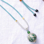 Fortune Jewel Ebony Wood Colorful Lacquer Craft Bead Calm Necklace Pendant Fortune Jewel